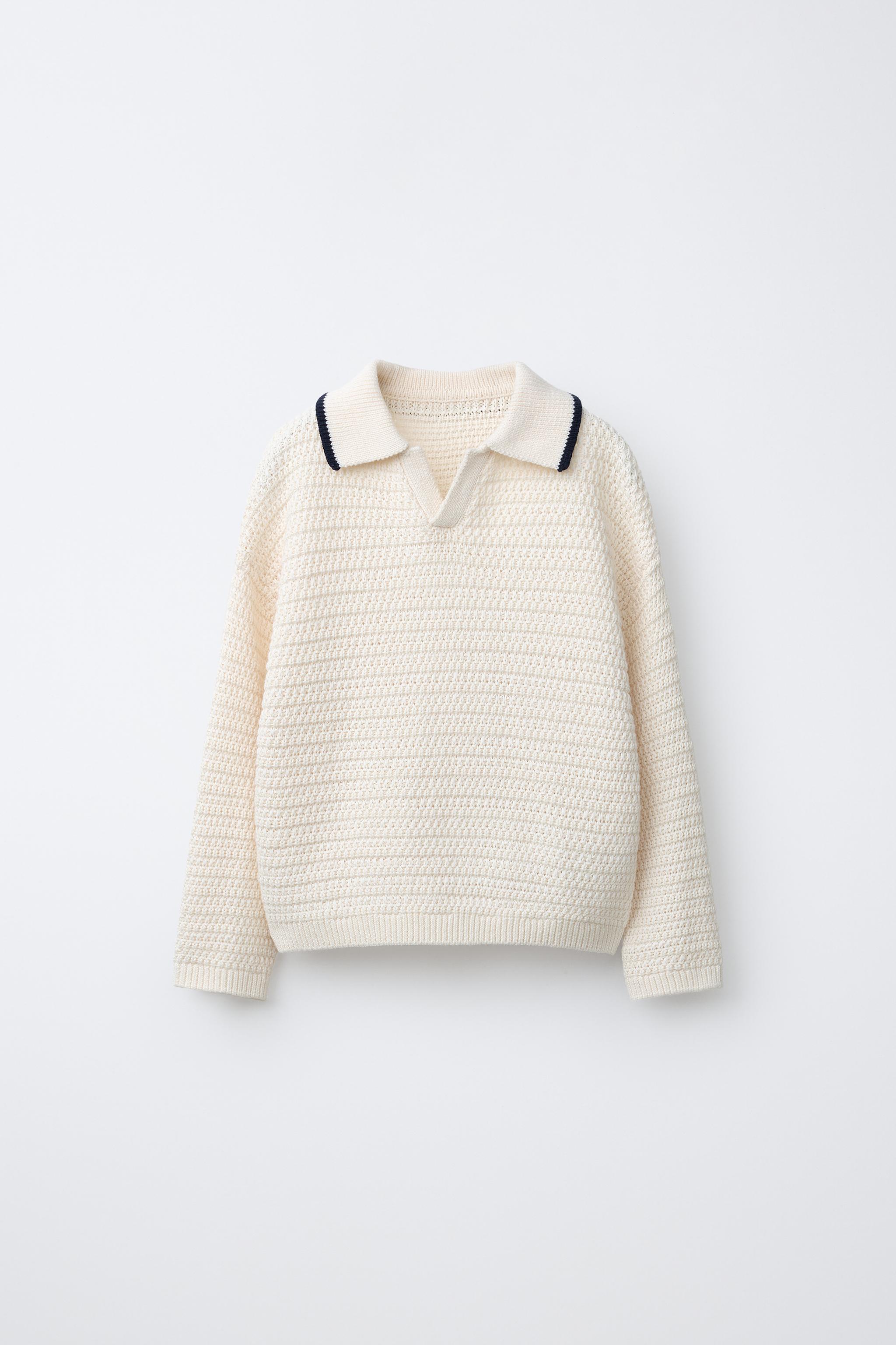 ポテ GraphpaperL/SOversizedRegularColla TEXTURED POLO JUMPER - Ecru | ZARA United Kingdom