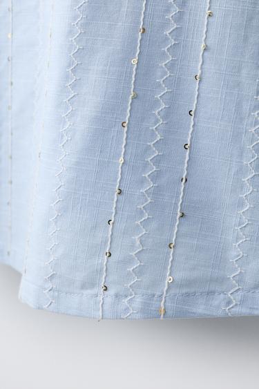 ROBE BRODÉE À PAILLETTES - Bleu ciel de Zara - Image 3
