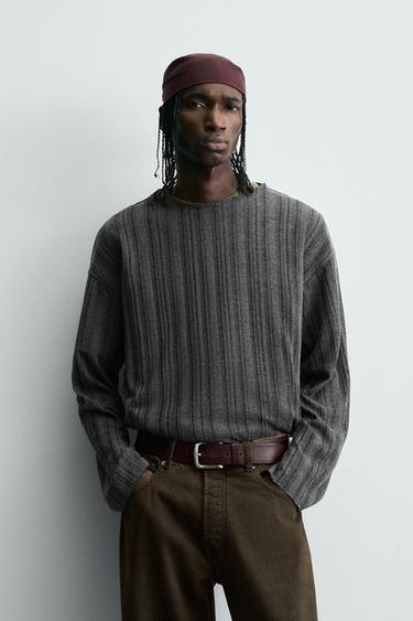 OPENWORK KNIT T-SHIRT - Grey by Zara