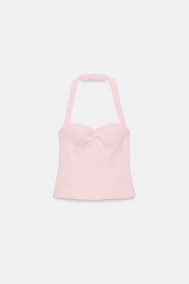 TOP HALTER DÉCOLLETÉ EN CŒUR - Rose clair de Zara - Image 6