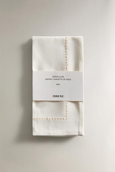 SET OF INSERTION NAPKINS WITH FLORAL EMBROIDERY (SET OF 2) - Ecru by Zara - Image 4