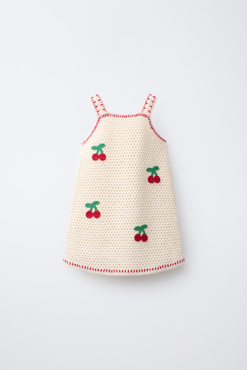 KNIT CROCHET CHERRY DRESS - Ecru / Red | ZARA United States KNIT CROCHET CHERRY DRESS - Ecru / Red | ZARA United States