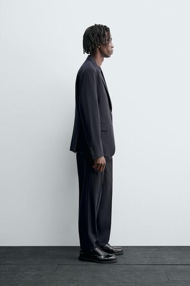 WOOL SUIT BLAZER - Navy blue by Zara - Image 3