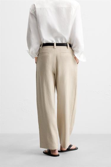 TEXTURED LINEN SUIT TROUSERS - Ecru / Beige by Zara - Image 2