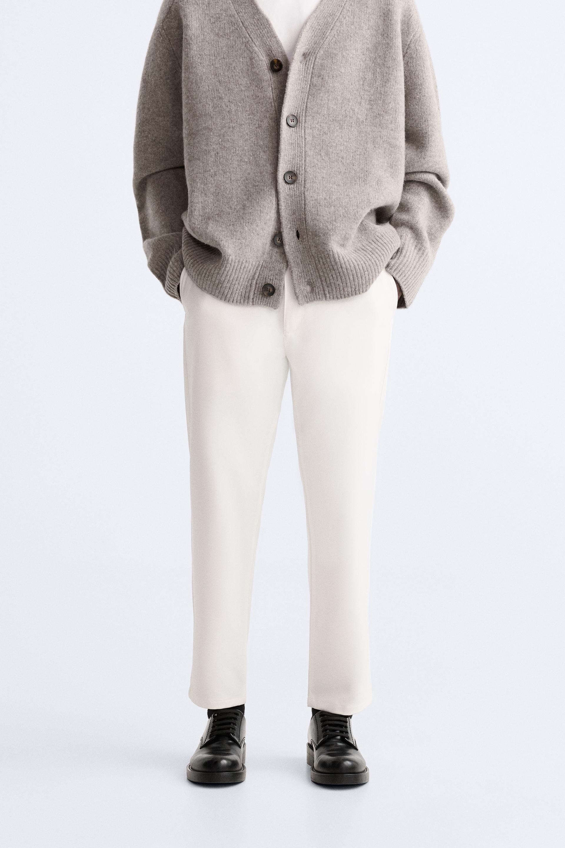 Zara Femme Pantalon Blanc Coton Stretch Coupe Slim Blanc Neuf sans  Etiquette