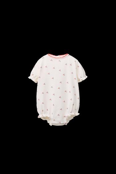 Zara FLORAL BODYSUIT - Light ecru - Image 0
