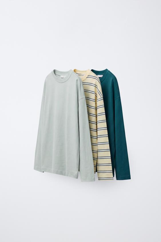 Zara SOLID AND STRIPED T-SHIRT PACK - Light yellow - Image 0