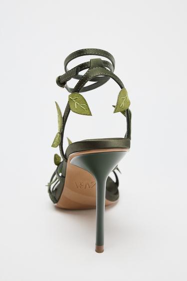 FLORAL HEELED SANDALS - Green by Zara - Image 5