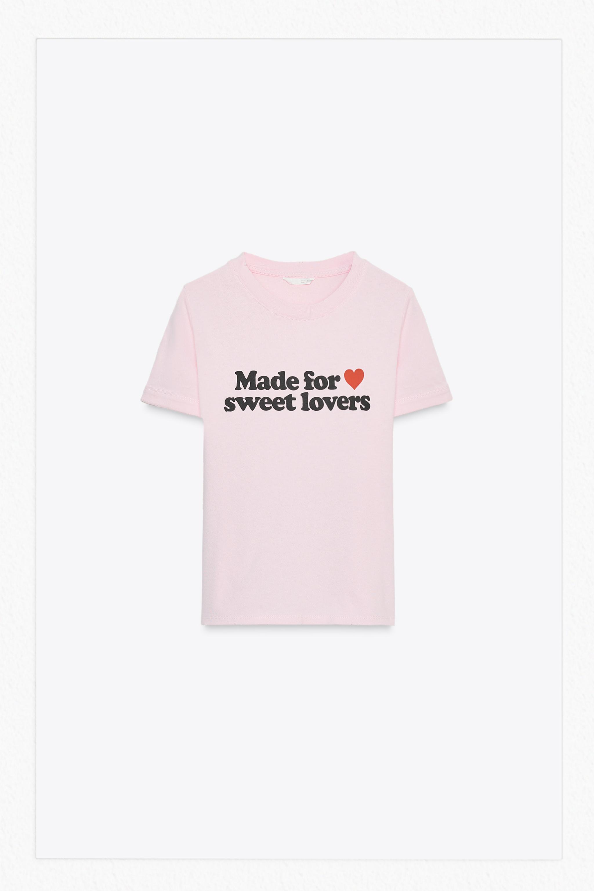 スペイン発送 ZARA プリントテキストTシャツ カジュアル ピンク 00085802620-e1.jpg?ts=