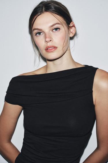 TOP DRAPEADO - Gris antracita de Zara