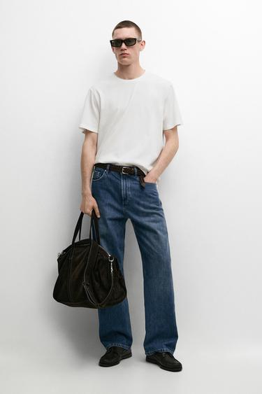 Zara Linen and cotton double-collar T-shirt - Oyster-white - Image 0