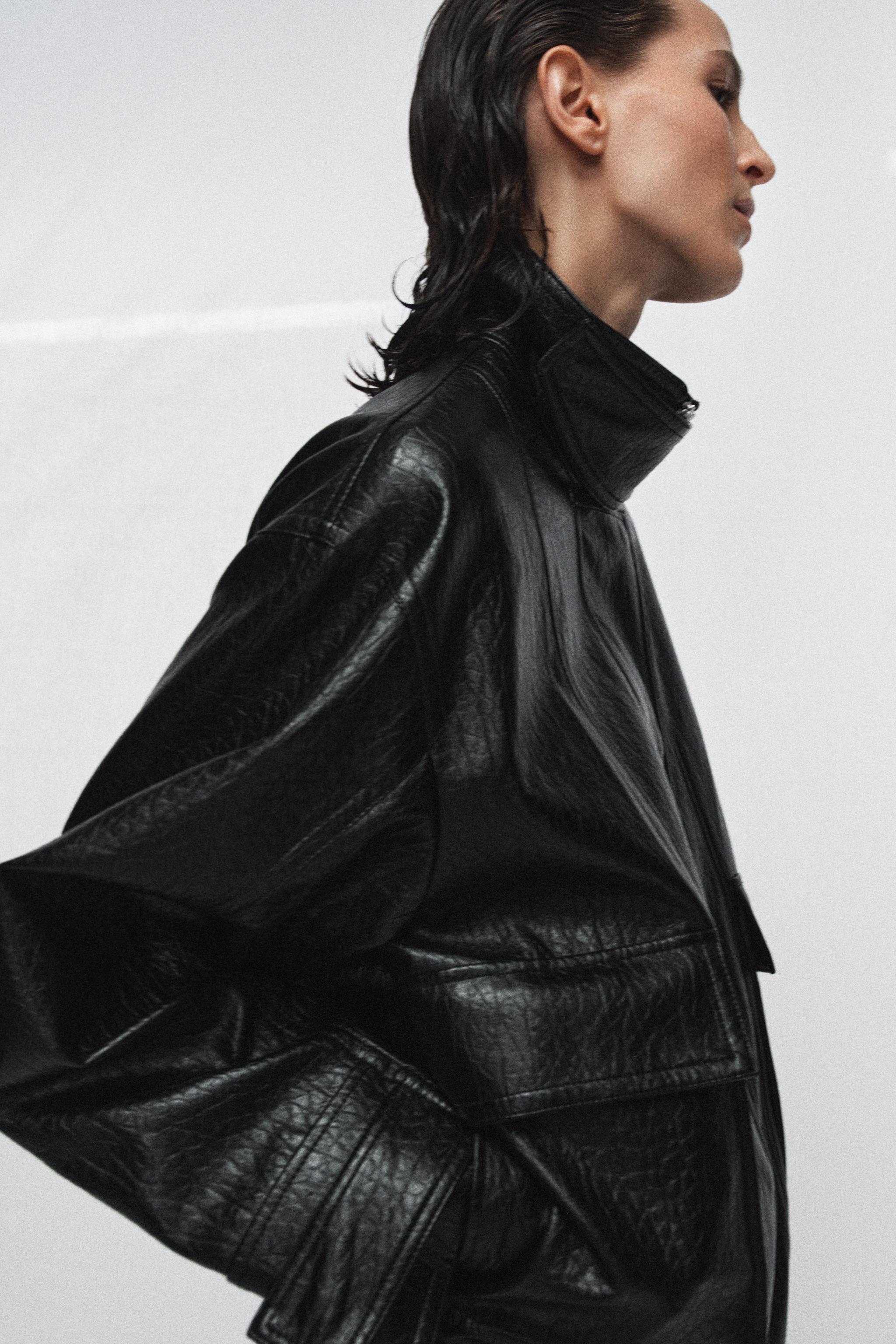 OVERSIZE SUNİ DERİ CEKET ZW COLLECTION - Görsel 2