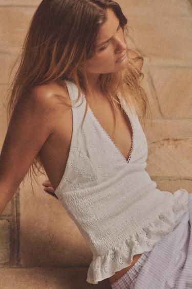 TOP HALTER COMBINADO - Branco da Zara