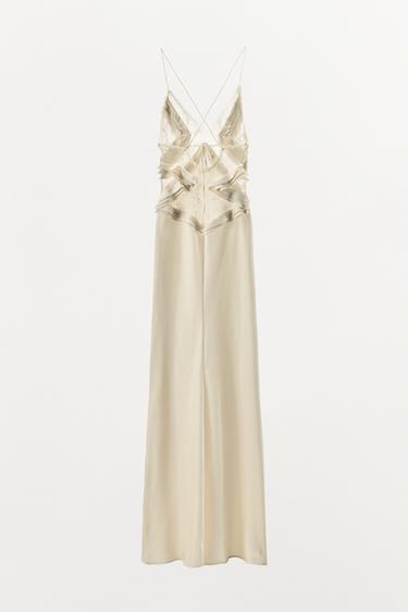 ROBE LONGUE GEORGETTE À VOLANTS - Écru de Zara - Image 1