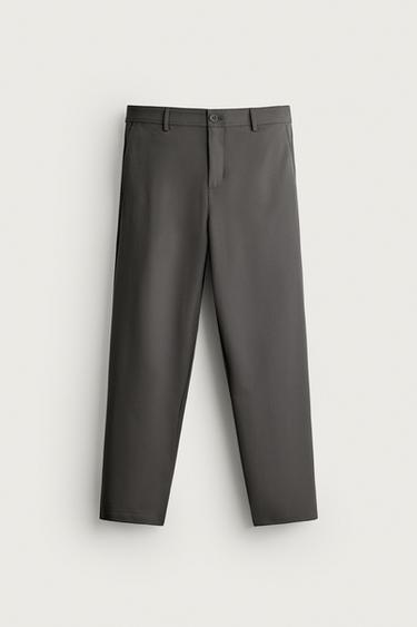 Zara COMFORT REGULAR FIT TECHNICAL PANTS - Dark khaki