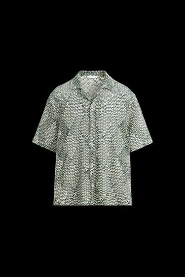 Zara TEXTURED CROCHET SHIRT - Green - Image 0