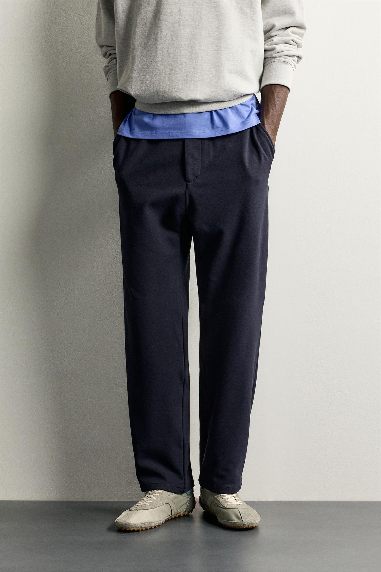 COMFORT RELAXED-FIT PANTS — Navy blue