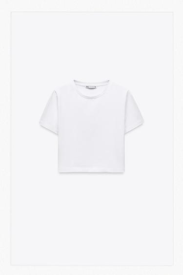 CROPPED SHORT SLEEVE T-SHIRT - White by Zara