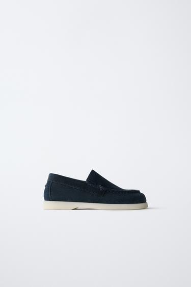 LEATHER DECK SHOES - Blue by Zara
