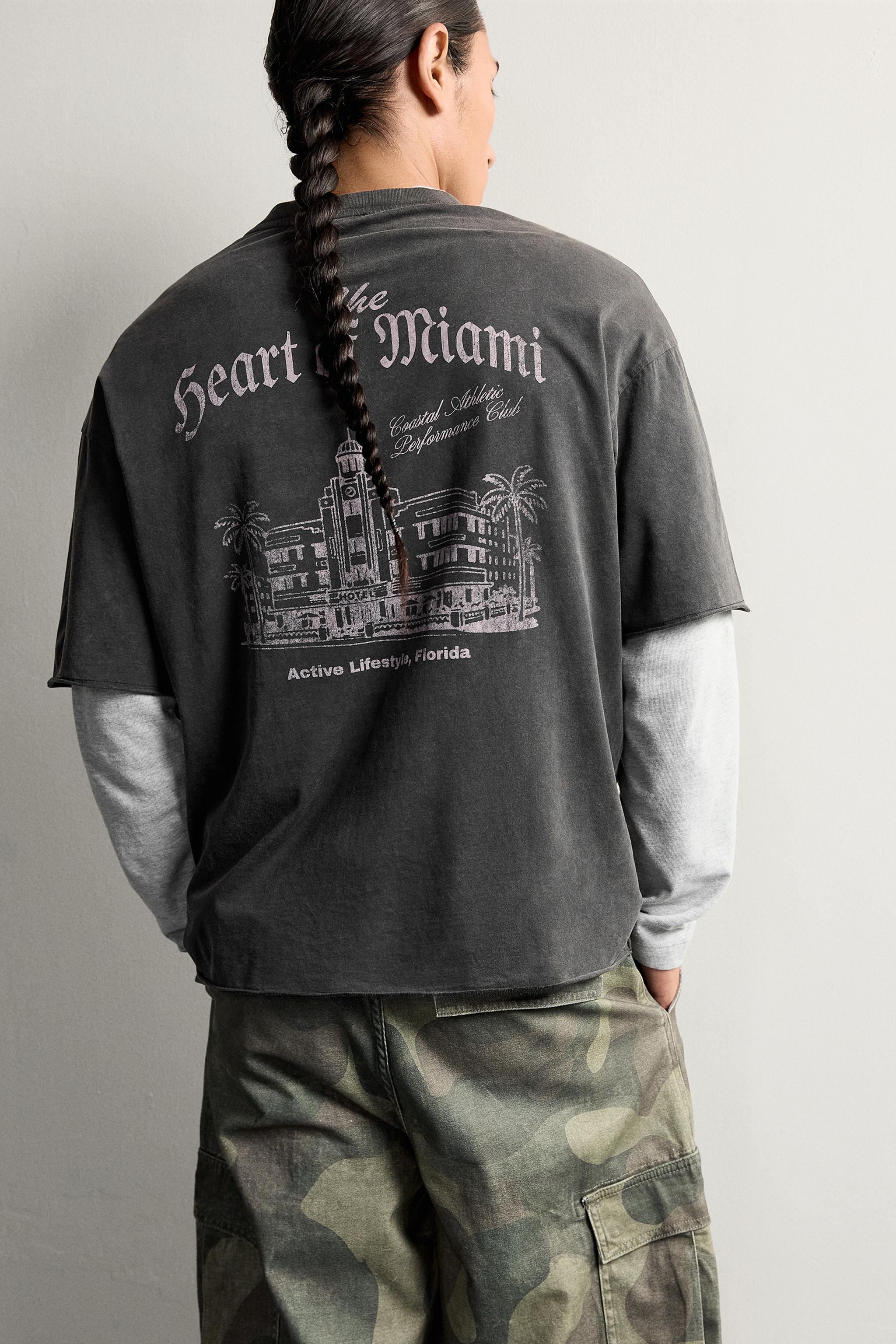 Zara YIKAMA EFEKTİLİ RELAXED FIT BASKILI T-SHIRT görsel 5