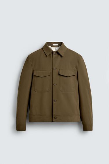 VESTE TECHNIQUE MÉLANGE DE COTON - Vert huile de Zara - Image 6