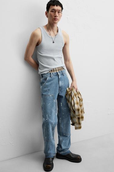 WASHED CARPENTER TROUSERS - Mid-blue by Zara - Image 4