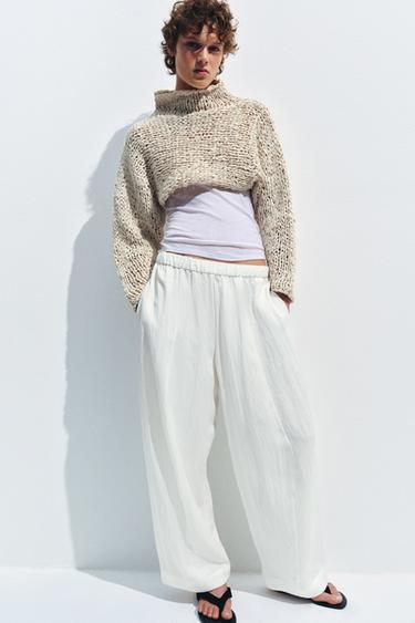 Zara BARREL PANTS ZW COLLECTION - Oyster-white