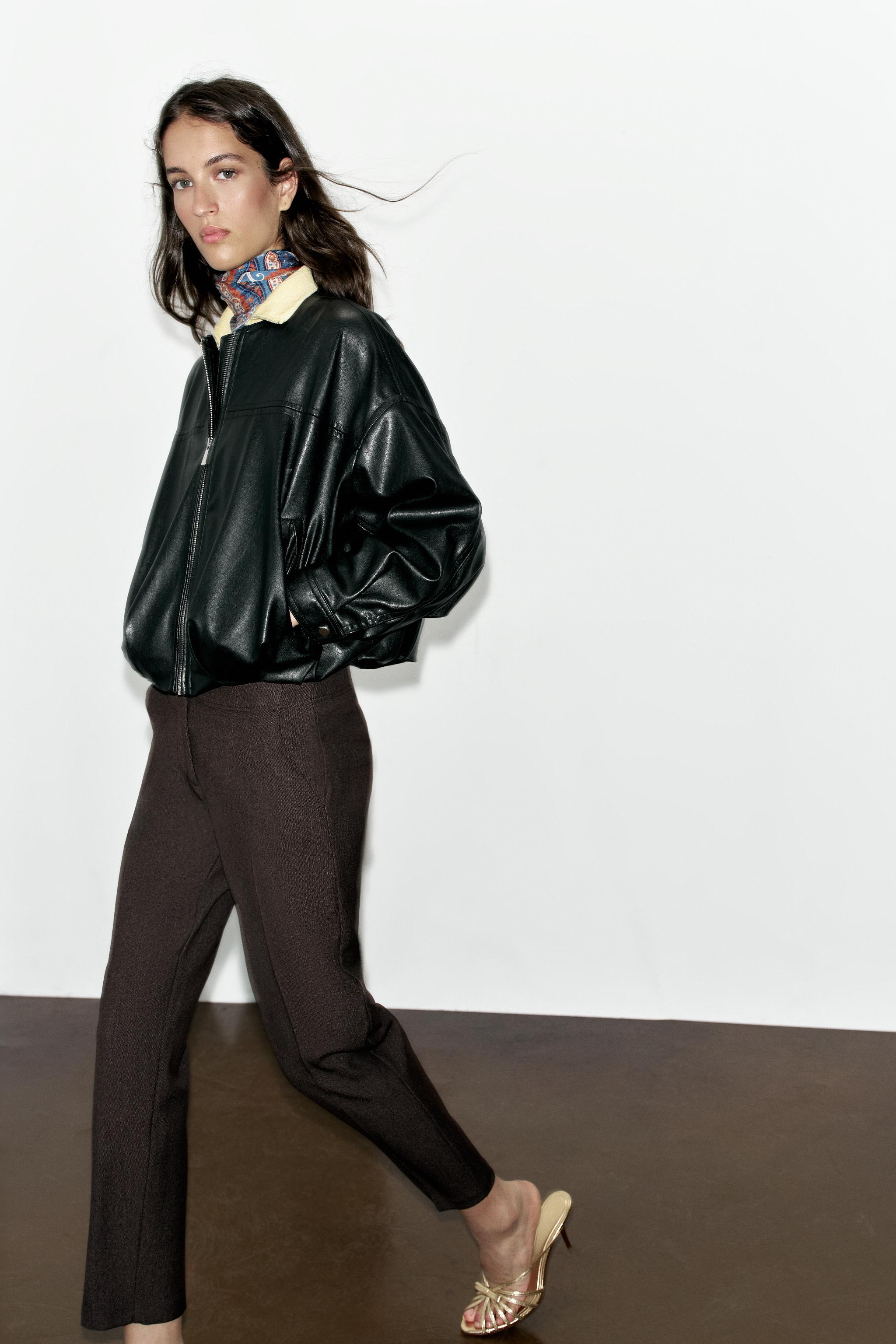 HIGH-WAISTED ANKLE-LENGTH PANTS — brown vigore