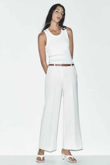 PANTALÓN VUELTA CINTURÓN - Crudo de Zara - Imagen 0
