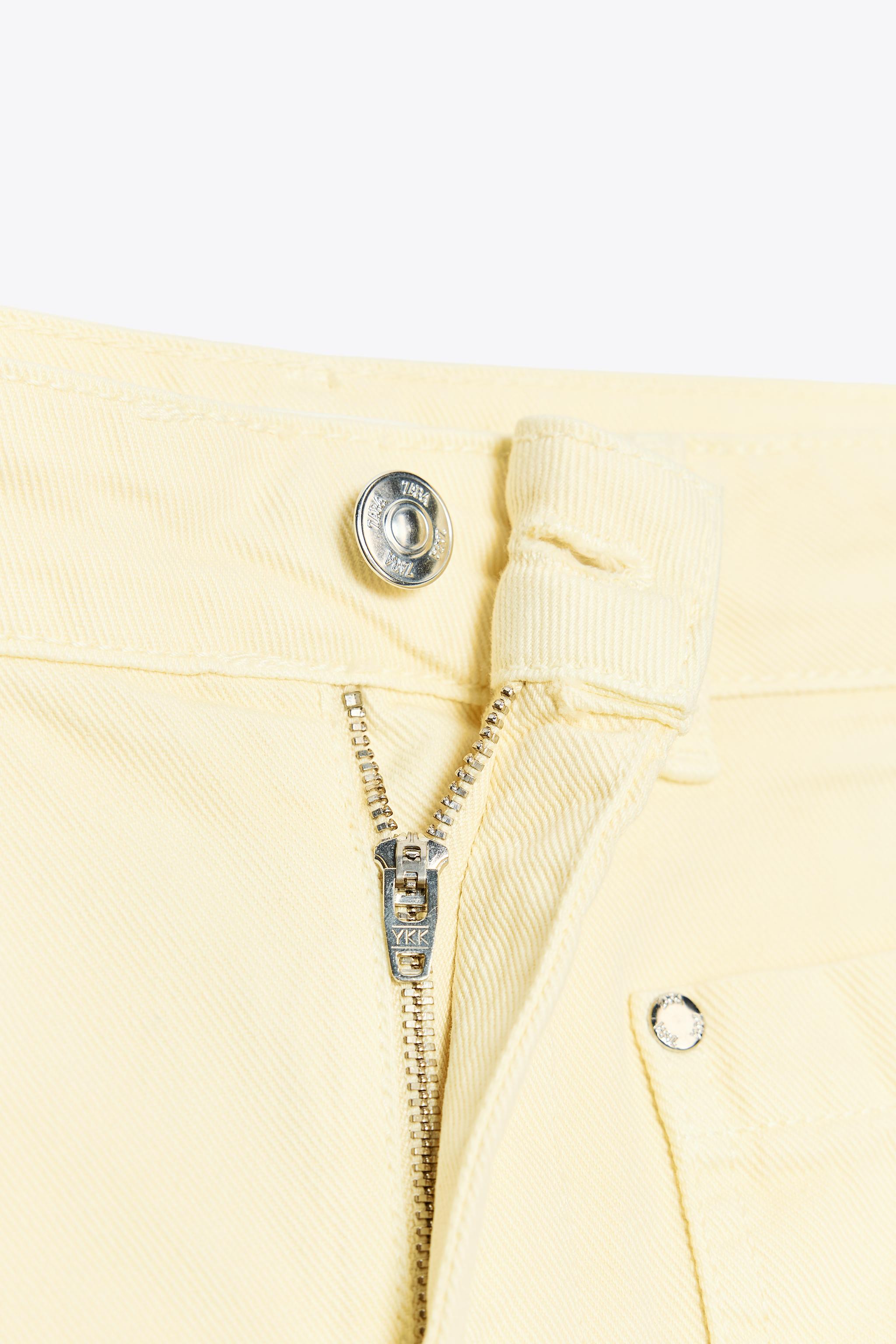 ZARA SHORTS Z1975 ハイウエスト パッチポケット付き 6147/105 Z1975 HIGH-WAISTED SHORTS WITH PATCH POCKETS - Pastel yellow