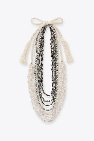 PACK OF 2 BEADED FAUX PEARL NECKLACES - Pearl grey by Zara