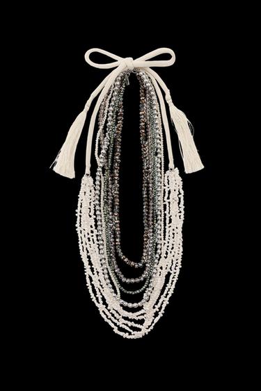 PACK OF 2 BEADED FAUX PEARL NECKLACES - Pearl grey by Zara - Image 0