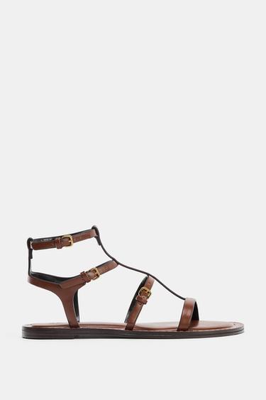 STRAPPY BUCKLE SANDALS - Brown by Zara