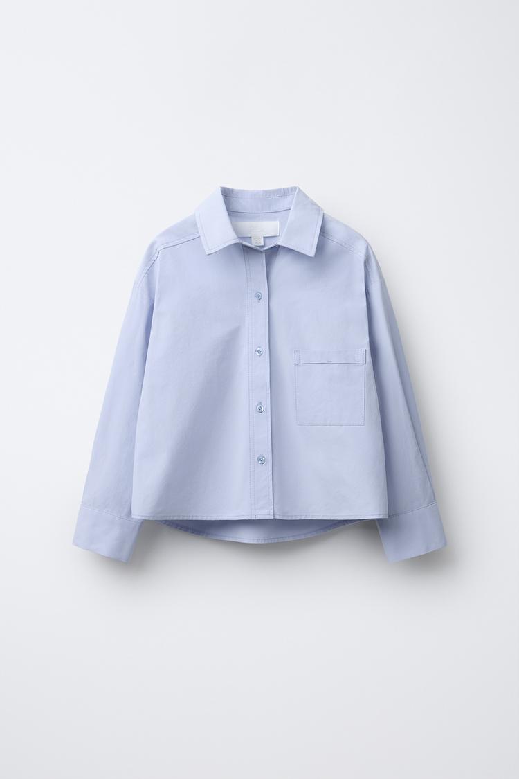 POPLIN SHIRT WITH POCKET Light blue ZARA India