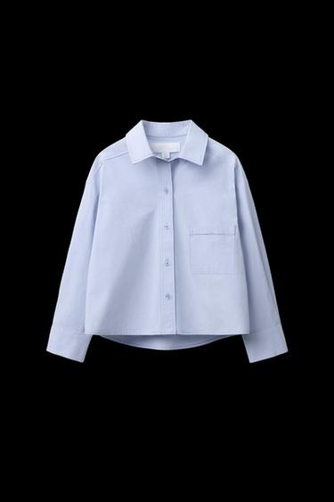 POPLIN SHIRT WITH POCKET - Light blue by Zara - Image 0