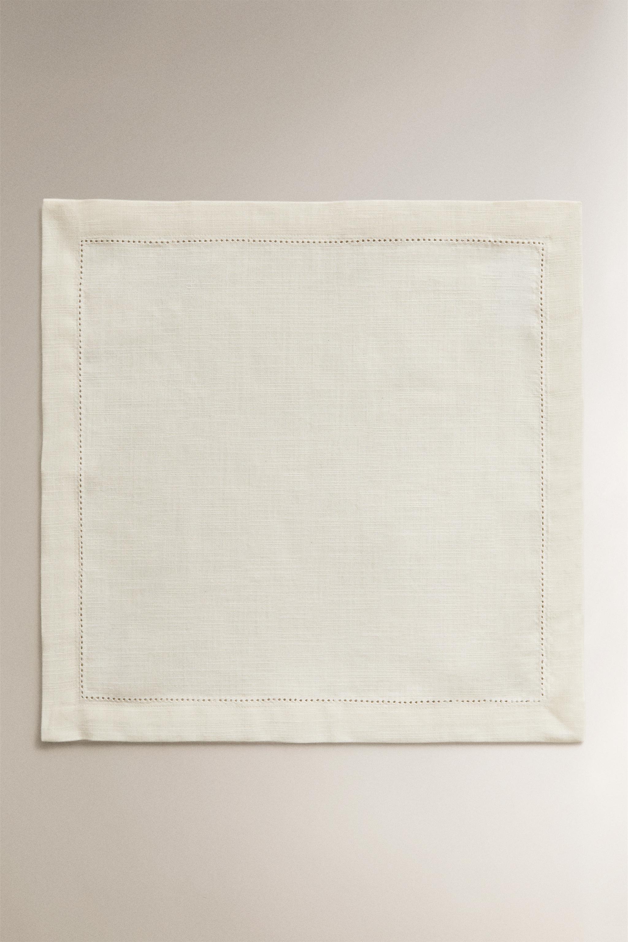 HEMSTITCHED COTTON NAPKIN — White