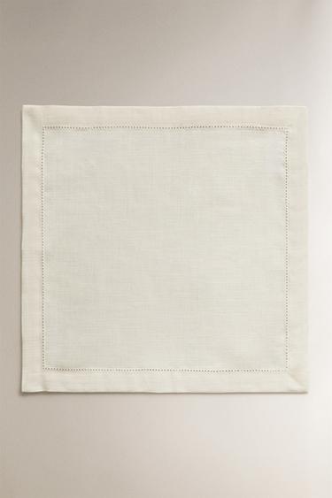 HEMSTITCHED COTTON NAPKIN - White by Zara - Image 1