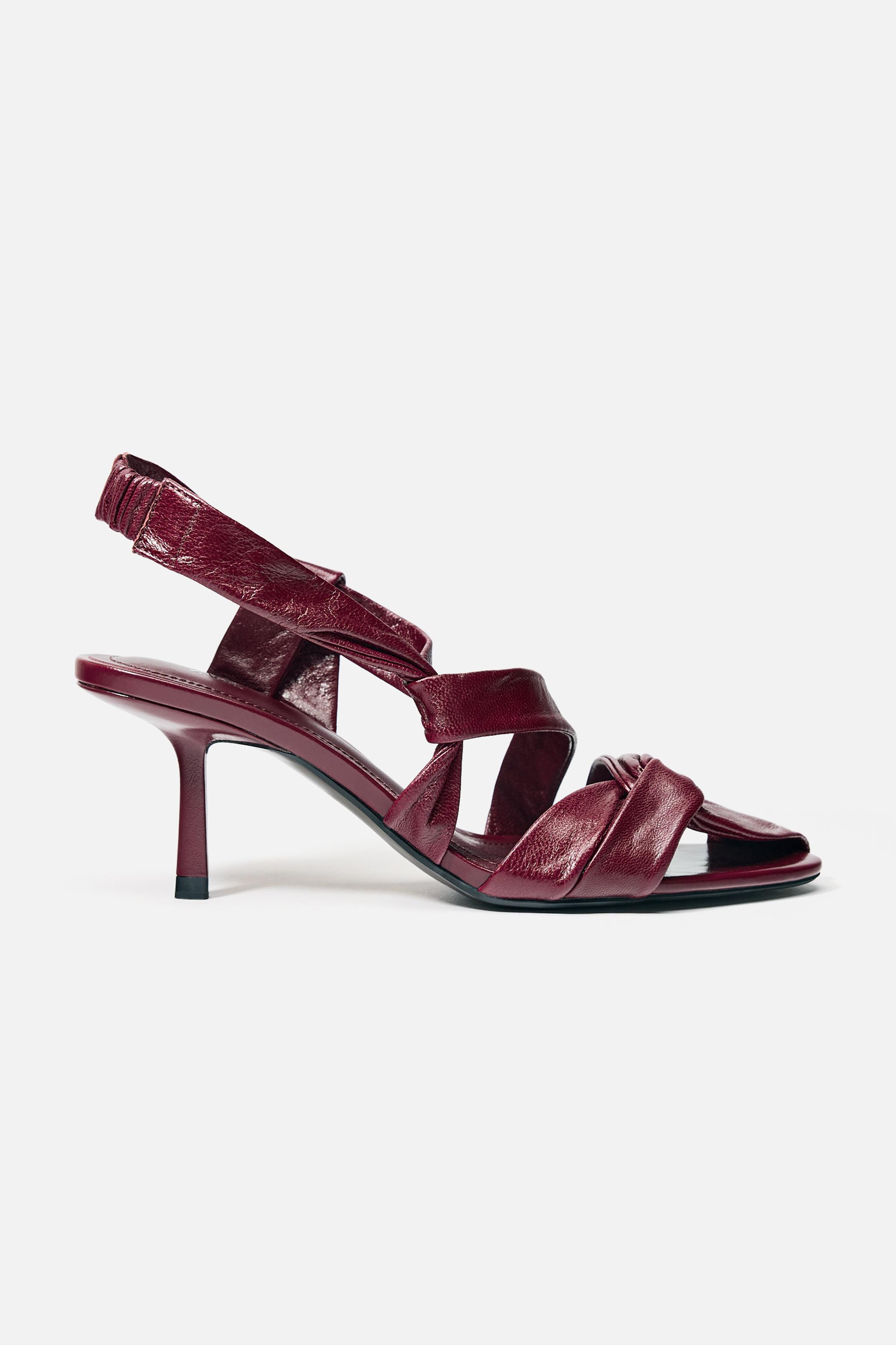 新品未使用 ZARA 本革 ビジューレザースリングバックシューズ