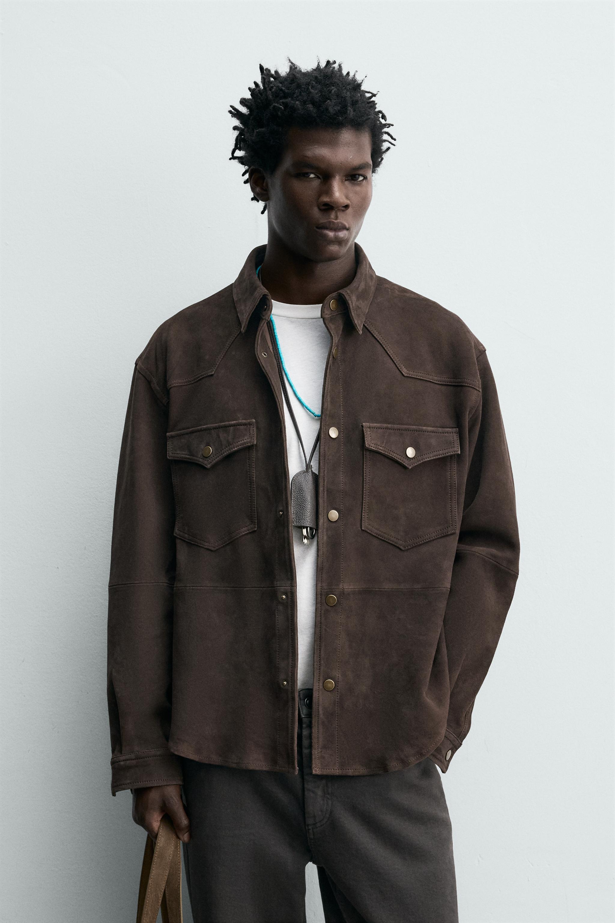 REGULAR FIT SUEDE OVERSHIRT