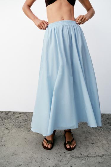 JUPE MI-LONGUE CAPE - Bleu pastel de Zara - Image 1