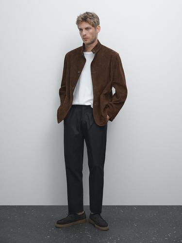 Zara Slim fit textured trousers - Navy blue - Image 0