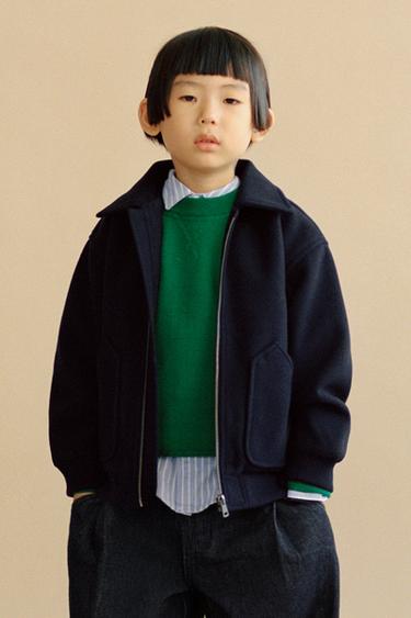 ПАЛЬТО ИЗ СИНТЕТИЧЕСКОЙ ШЕРСТИ С КАРМАНАМИ — МОРСКОЙ СИНИЙ от Zara