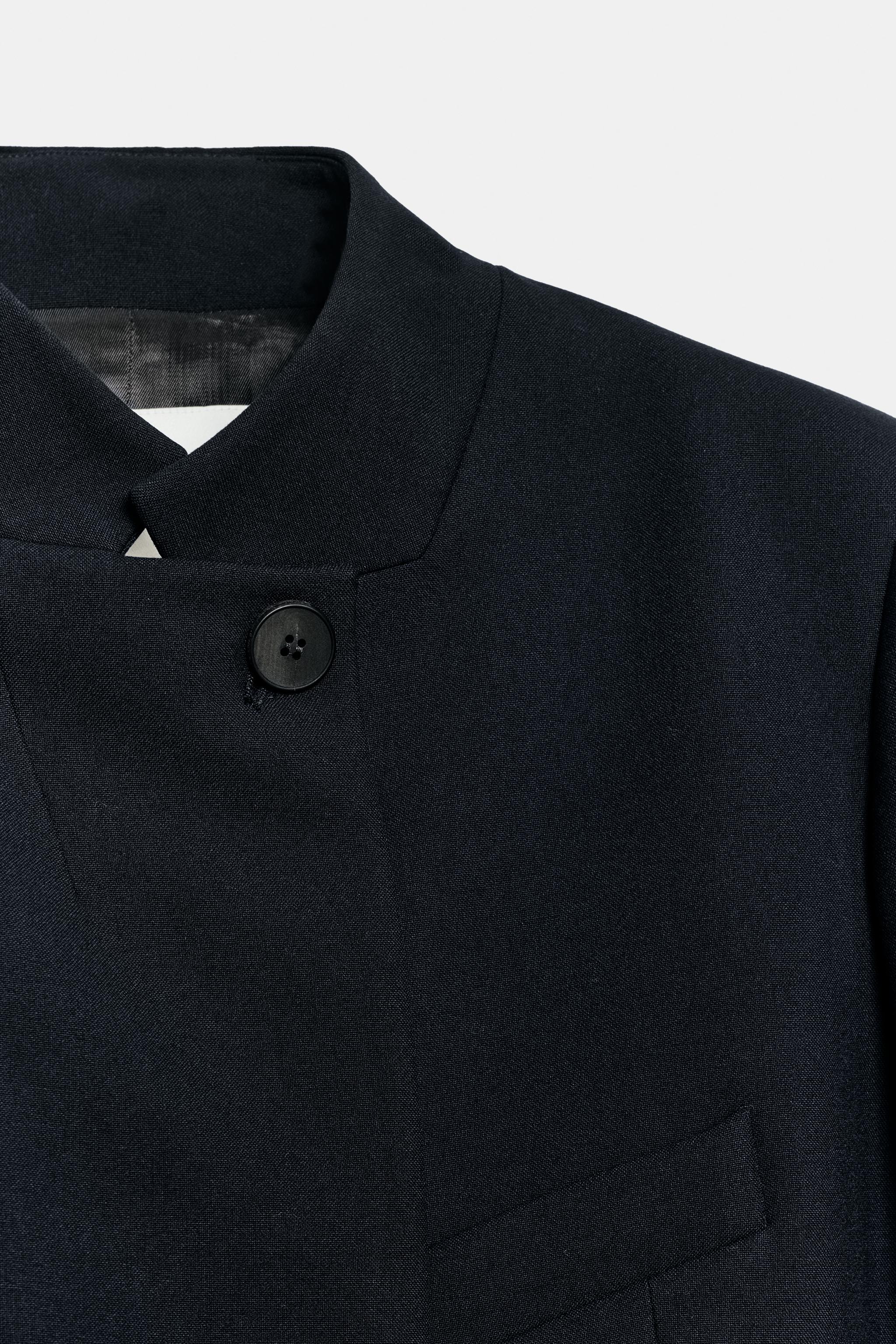 ZW COLLECTION クロップド丈ショートスリーブブレザー - ネイビー