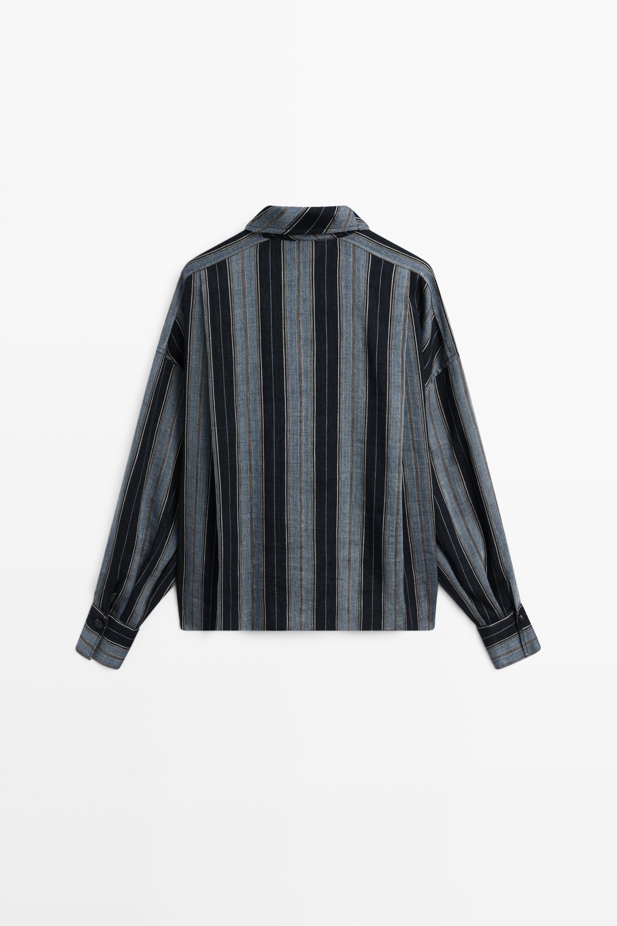 Chemise fluide rayée en coton et lin