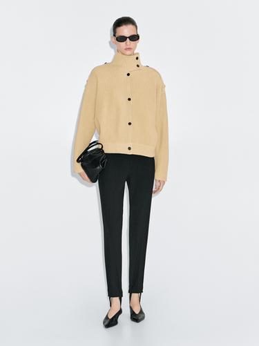 Zara 100% wool turtleneck cardigan - Olive green - Image 0