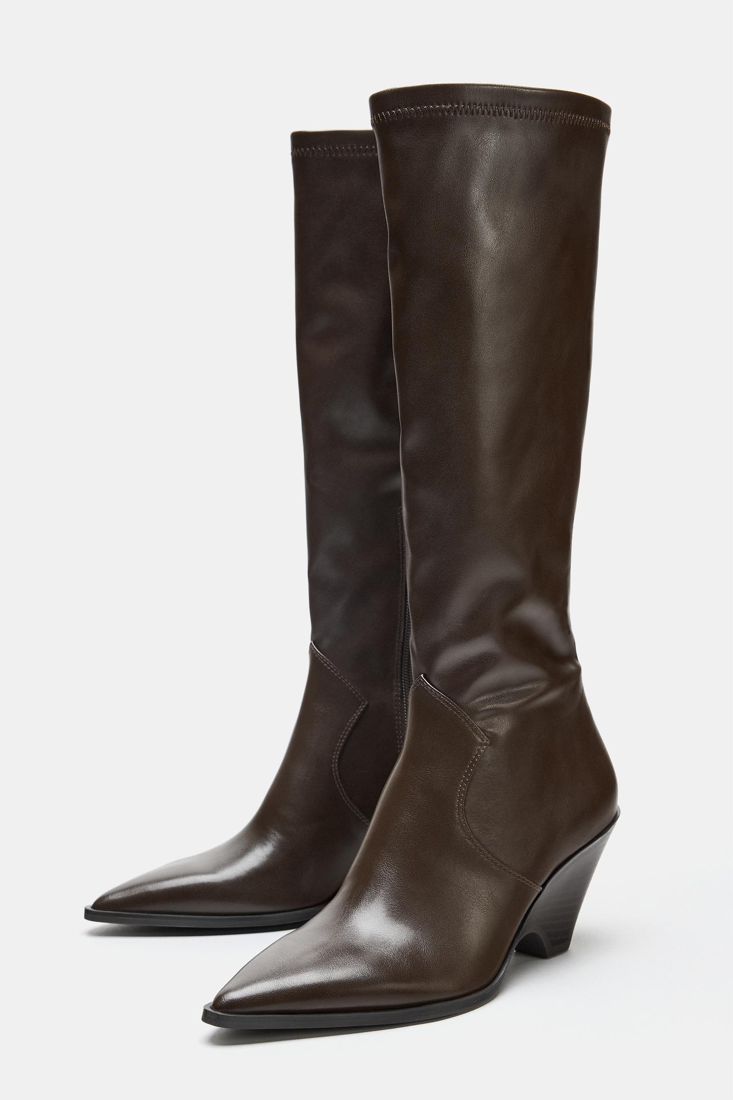 Женские ботинки Zara Cowboy Heeled, цвет: Коричневый — фото 6
