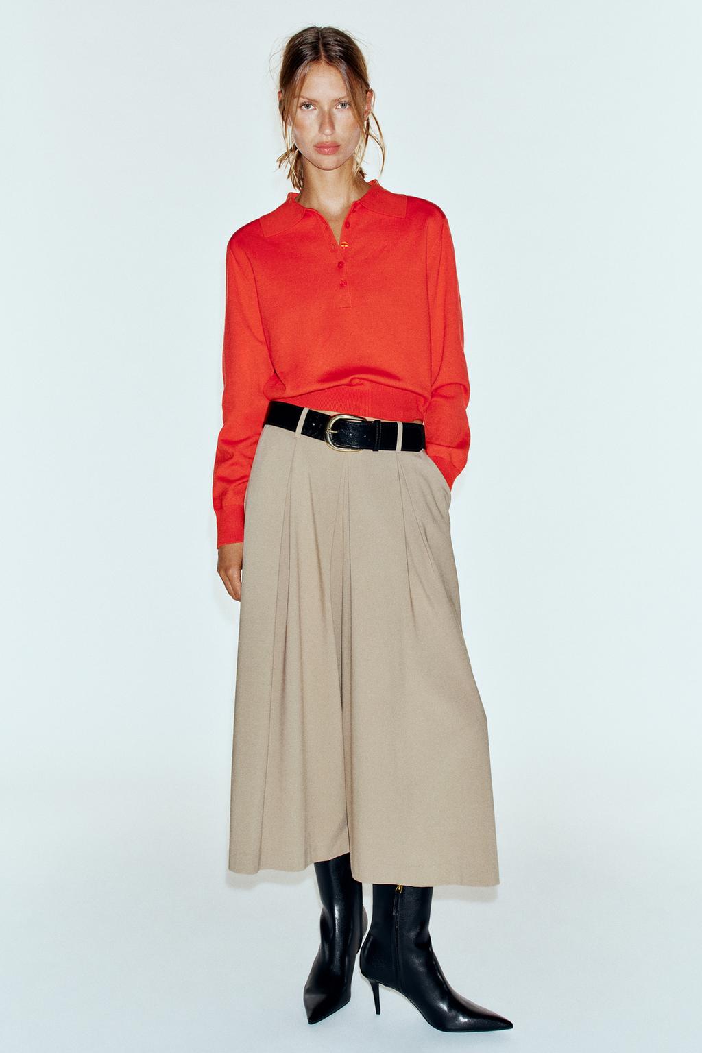 PLEATED CULOTTES WITH BELT