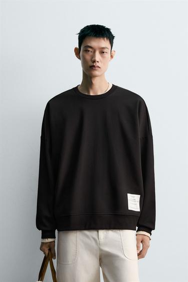 Zara 雙面針織標籤運動衫 - 黑色