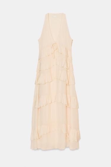 ROBE MI-LONGUE À VOLANTS - Crème de Zara - Image 7