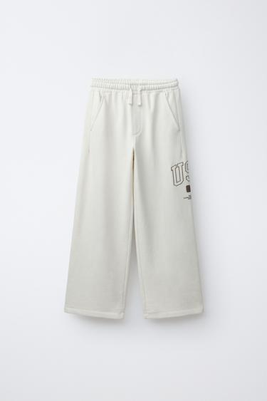 PANTALON DE JOGGING LARGE EN MOLLETON - Écru de Zara - Image 0